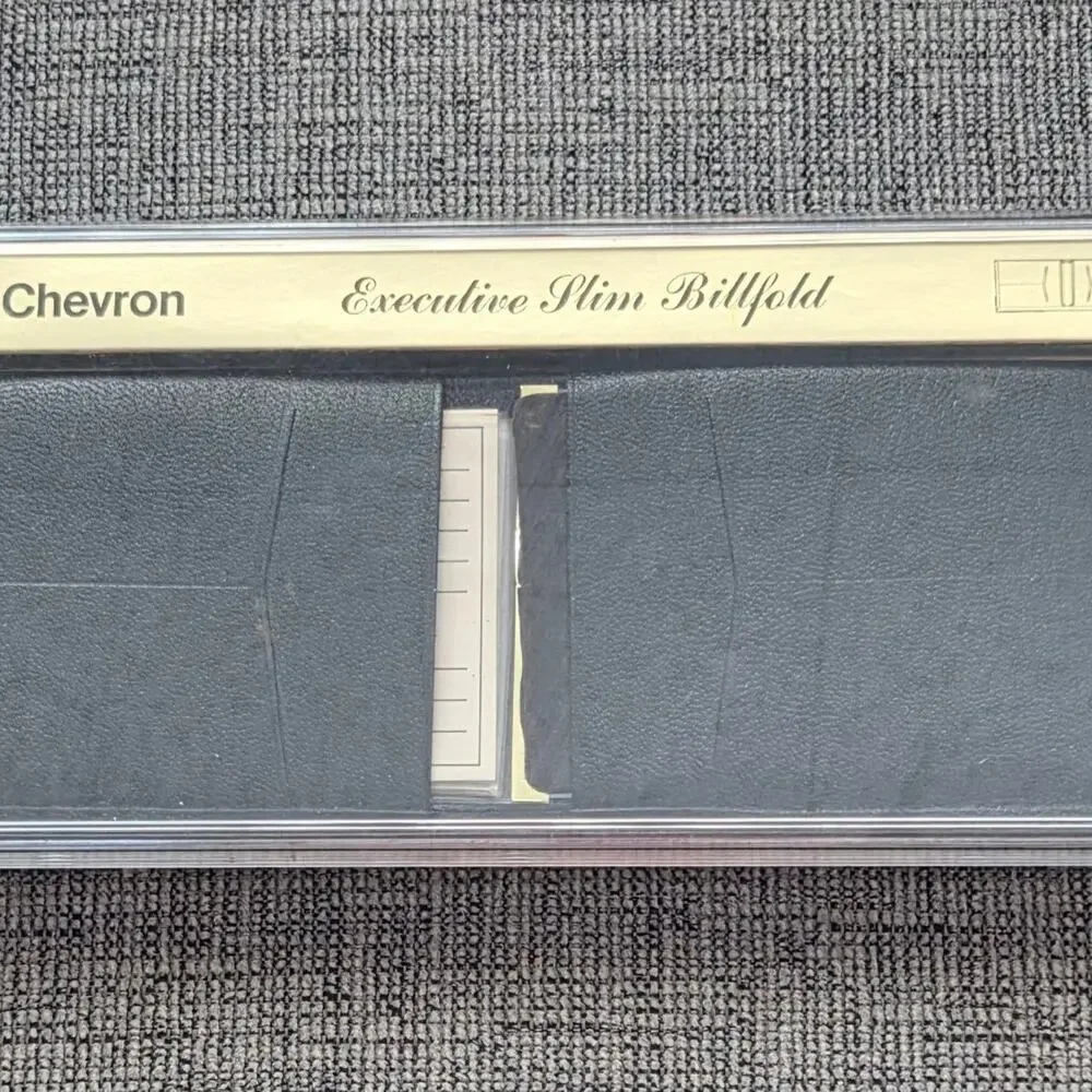 ​Vintage Le Chevron Executive Slim Billfold Black Faux Leather Men's Wallet New
